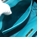 Miu Miu Hand Bag Leather 2way Turquoise Blue Gold Auth 187827-30