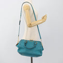 Miu Miu Hand Bag Leather 2way Turquoise Blue Gold Auth 187827-32
