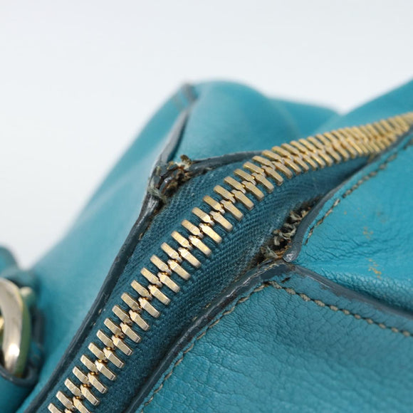 Miu Miu Hand Bag Leather 2way Turquoise Blue Gold Auth 187827