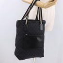GUCCI GG Canvas Sherry Line Tote Bag Black Silver 019 0401 Auth 187830A-24