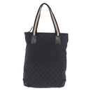 GUCCI GG Canvas Sherry Line Tote Bag Black Silver 019 0401 Auth 187830A-2
