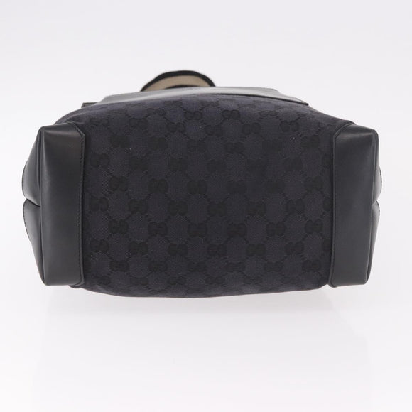 GUCCI GG Canvas Sherry Line Tote Bag Black Silver 019 0401 Auth 187830A