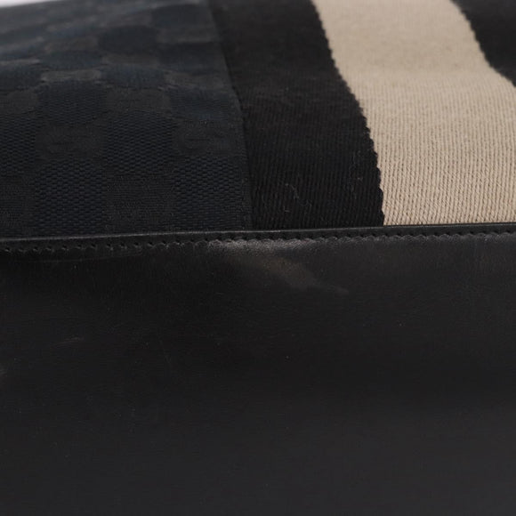 GUCCI GG Canvas Sherry Line Tote Bag Black 002 1098 Auth 187831