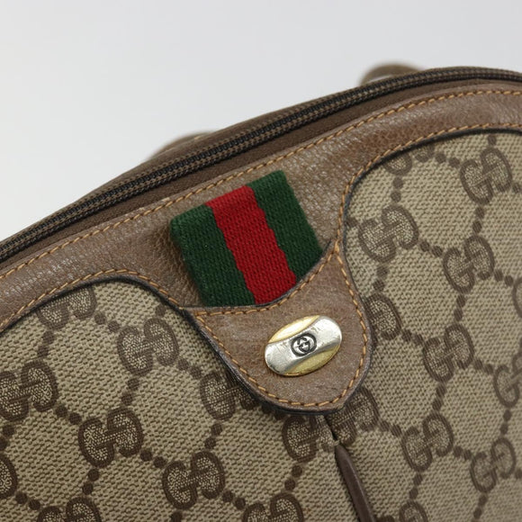 GUCCI GG Supreme Web Sherry Line Bag PVC Beige Gold 904 02 047 Auth 187832
