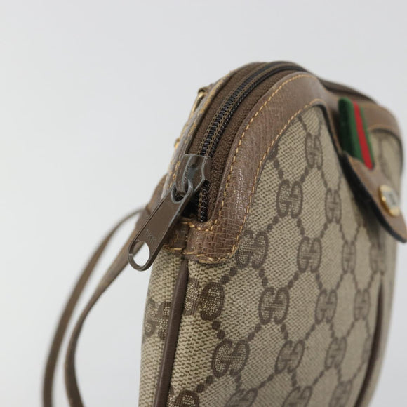 GUCCI GG Supreme Web Sherry Line Bag PVC Beige Gold 904 02 047 Auth 187832