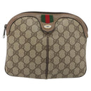 GUCCI GG Supreme Web Sherry Line Bag PVC Beige Gold 904 02 047 Auth 187832-13
