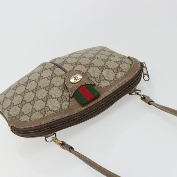 GUCCI GG Supreme Web Sherry Line Bag PVC Beige Gold 904 02 047 Auth 187832