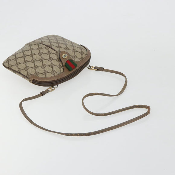 GUCCI GG Supreme Web Sherry Line Bag PVC Beige Gold 904 02 047 Auth 187832