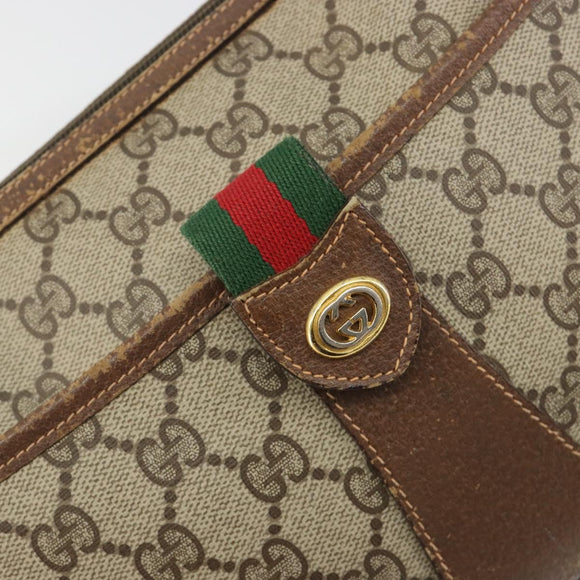 GUCCI GG Supreme Web Sherry Line Bag PVC Beige Gold 89 02 032 Auth 187833