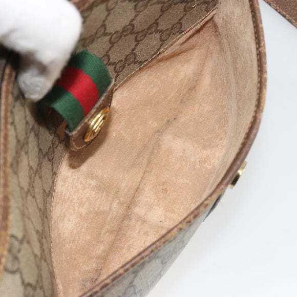 GUCCI GG Supreme Web Sherry Line Bag PVC Beige Gold 89 02 032 Auth 187833