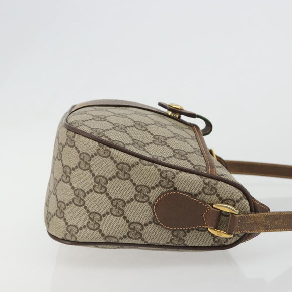 GUCCI GG Supreme Web Sherry Line Bag PVC Beige Gold 89 02 032 Auth 187833