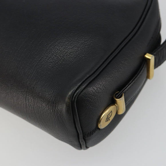 Christian Dior Shoulder Bag Leather Black Gold Auth 187835