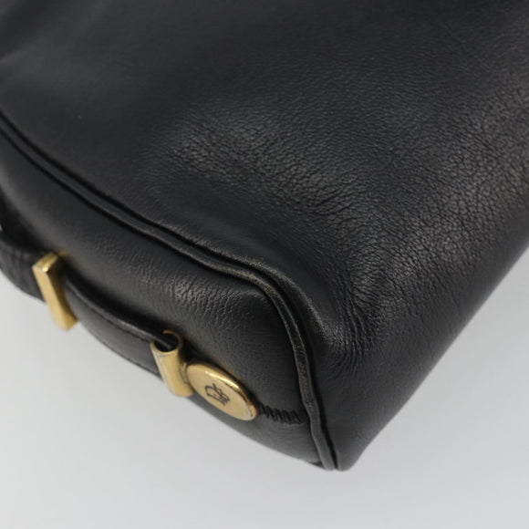 Christian Dior Shoulder Bag Leather Black Gold Auth 187835