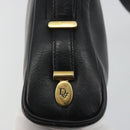 Christian Dior Shoulder Bag Leather Black Gold Auth 187835-17