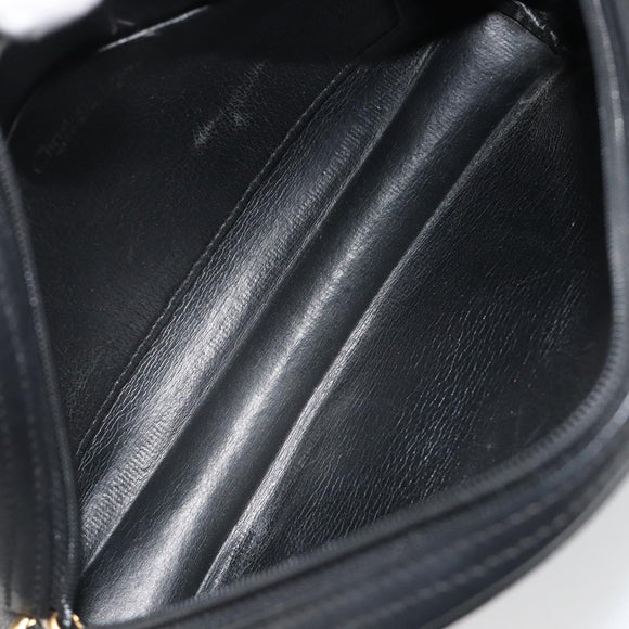 Christian Dior Shoulder Bag Leather Black Gold Auth 187835