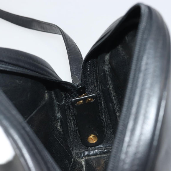 Christian Dior Shoulder Bag Leather Black Gold Auth 187835