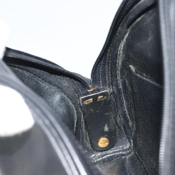 Christian Dior Shoulder Bag Leather Black Gold Auth 187835