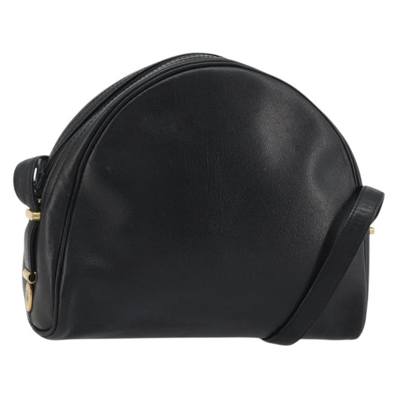 Christian Dior Shoulder Bag Leather Black Gold Auth 187835