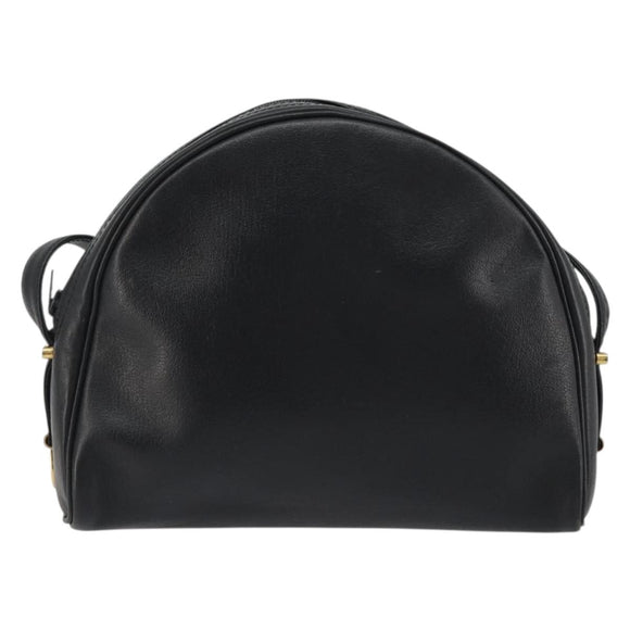 Christian Dior Shoulder Bag Leather Black Gold Auth 187835