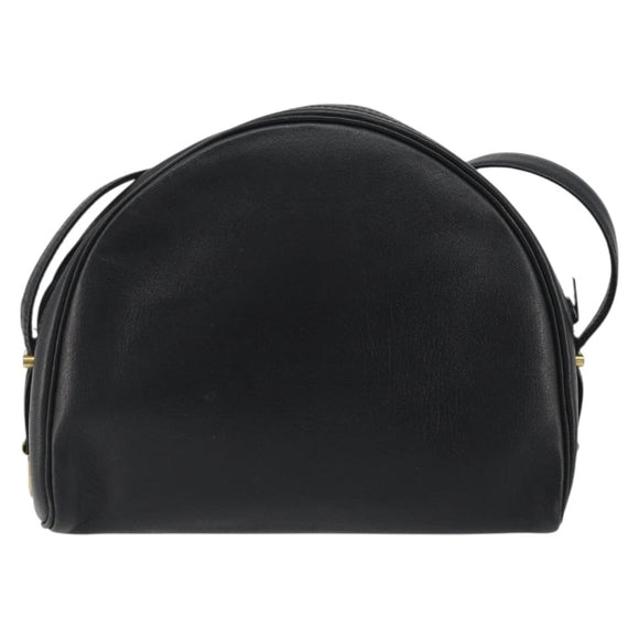 Christian Dior Shoulder Bag Leather Black Gold Auth 187835