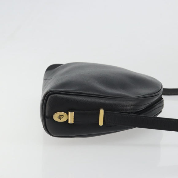 Christian Dior Shoulder Bag Leather Black Gold Auth 187835