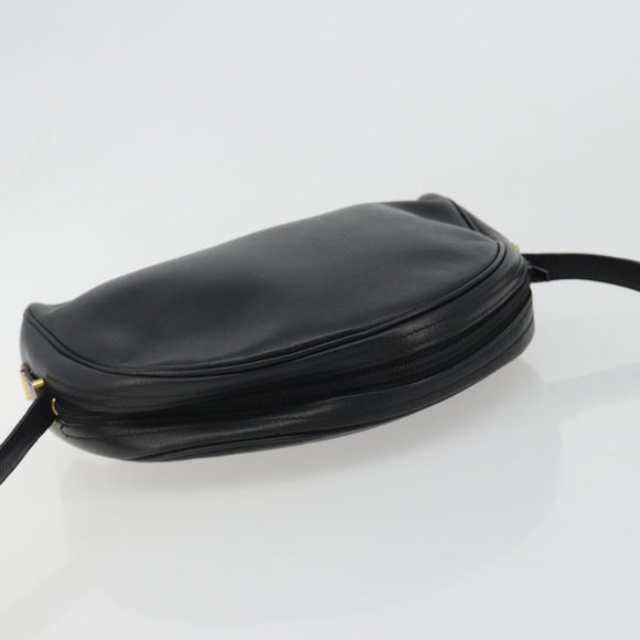Christian Dior Shoulder Bag Leather Black Gold Auth 187835