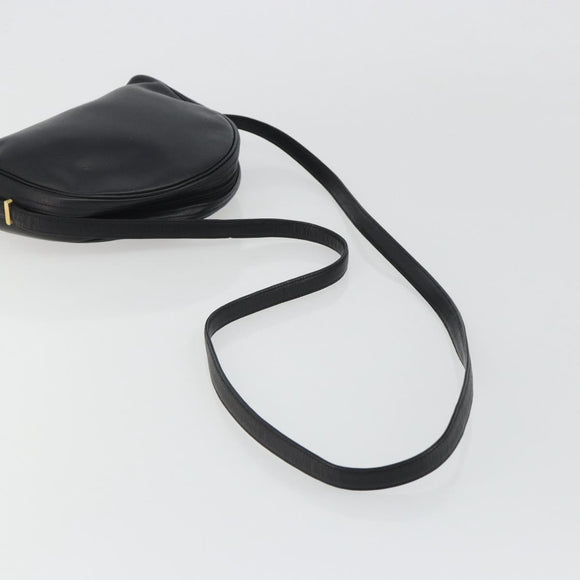 Christian Dior Shoulder Bag Leather Black Gold Auth 187835