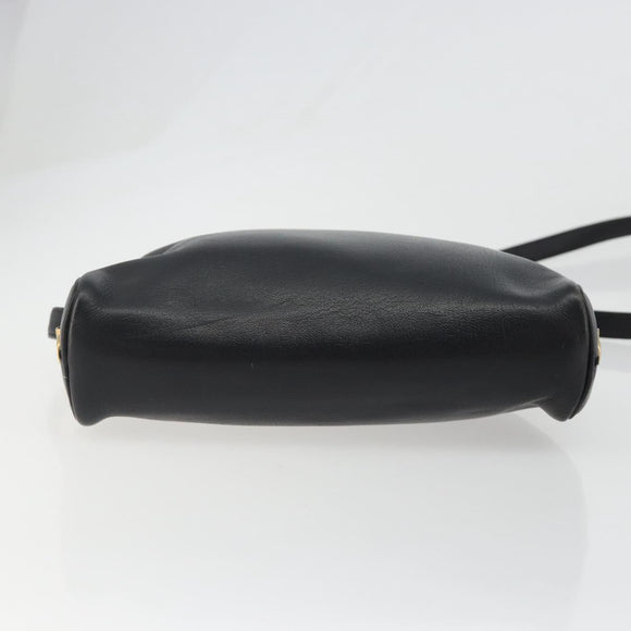 Christian Dior Shoulder Bag Leather Black Gold Auth 187835