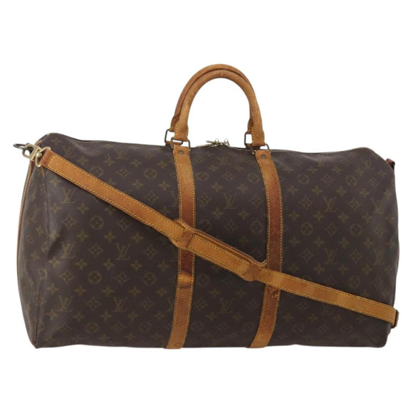LOUIS VUITTON Monogram Keepall Bandouliere 55 Boston Bag M41414 LV Auth 187837