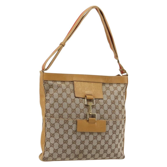 GUCCI GG Canvas Sherry Line Jackie Shoulder Bag Beige Gold 001 4094 Auth 187848