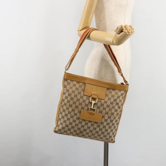 GUCCI GG Canvas Sherry Line Jackie Shoulder Bag Beige Gold 001 4094 Auth 187848