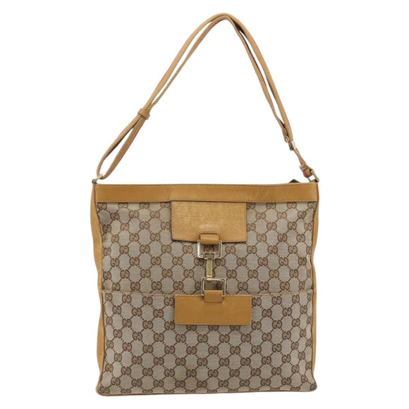 GUCCI GG Canvas Sherry Line Jackie Shoulder Bag Beige Gold 001 4094 Auth 187848