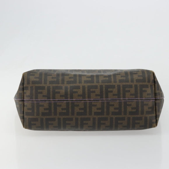FENDI Zucca Canvas Tote Bag PVC Black Brown Auth 187849