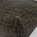 FENDI Zucca Canvas Tote Bag PVC Black Brown Auth 187849-10