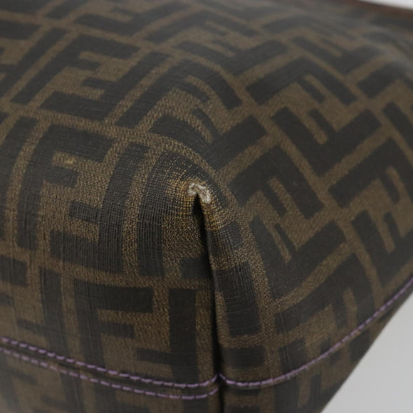 FENDI Zucca Canvas Tote Bag PVC Black Brown Auth 187849