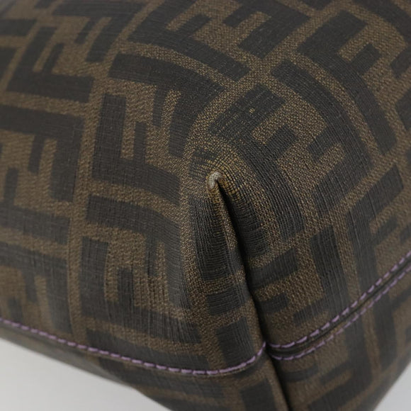 FENDI Zucca Canvas Tote Bag PVC Black Brown Auth 187849