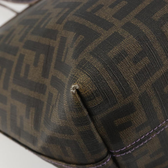 FENDI Zucca Canvas Tote Bag PVC Black Brown Auth 187849