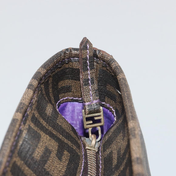 FENDI Zucca Canvas Tote Bag PVC Black Brown Auth 187849