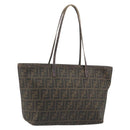 FENDI Zucca Canvas Tote Bag PVC Black Brown Auth 187849-1