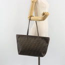 FENDI Zucca Canvas Tote Bag PVC Black Brown Auth 187849-23