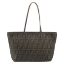 FENDI Zucca Canvas Tote Bag PVC Black Brown Auth 187849-13