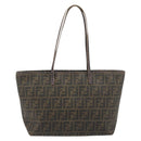 FENDI Zucca Canvas Tote Bag PVC Black Brown Auth 187849-2