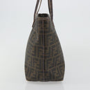 FENDI Zucca Canvas Tote Bag PVC Black Brown Auth 187849-3