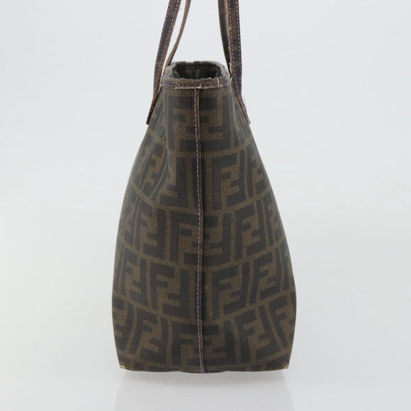 FENDI Zucca Canvas Tote Bag PVC Black Brown Auth 187849