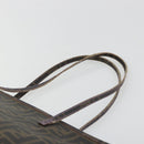 FENDI Zucca Canvas Tote Bag PVC Black Brown Auth 187849-9