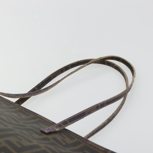 FENDI Zucca Canvas Tote Bag PVC Black Brown Auth 187849