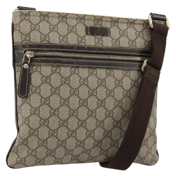 GUCCI GG Supreme Shoulder Bag PVC Beige Gold 295257 Auth 187850