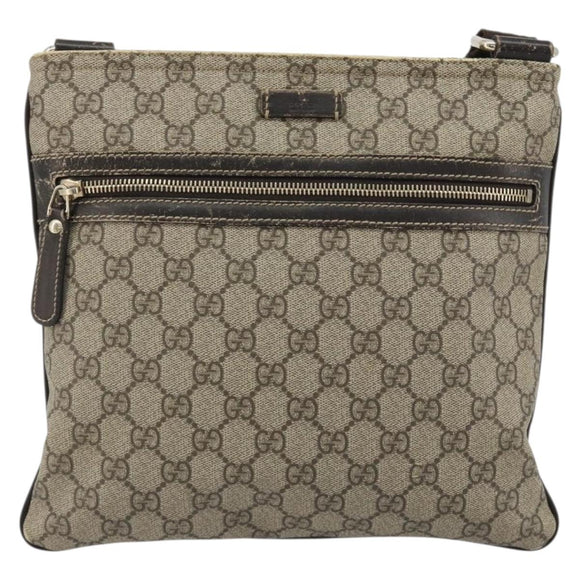 GUCCI GG Supreme Shoulder Bag PVC Beige Gold 295257 Auth 187850