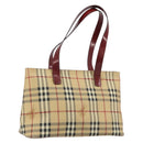 BURBERRY Tote Bag PVC Beige Silver Nova Check Auth 187854V-1