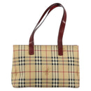 BURBERRY Tote Bag PVC Beige Silver Nova Check Auth 187854V-2